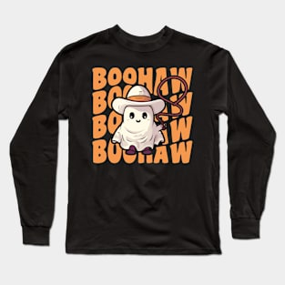 Boohaw Cute Spooky Groovy Cowboy Ghost Long Sleeve T-Shirt